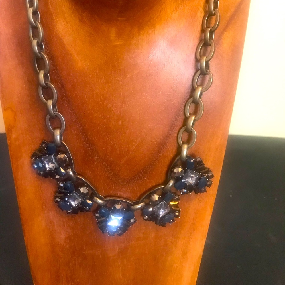 Ann Taylor bronze and blue stone necklace